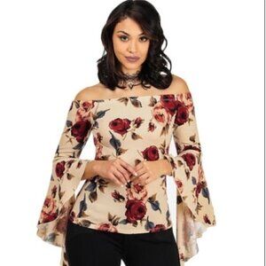 𝅺NWT - Floral Top& Long Bell/Ruffle Sle